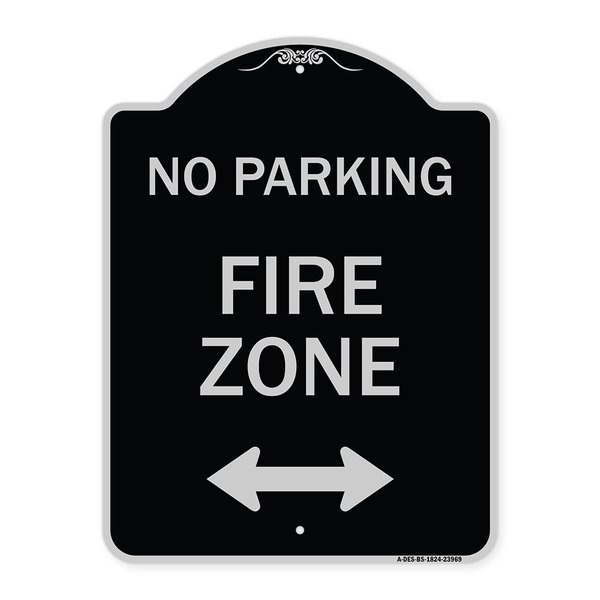 Signmission Fire Zone with Bidirectional Arrow Heavy-Gauge Aluminum Architectural Sign, 24" x 18", BS-1824-23969 A-DES-BS-1824-23969